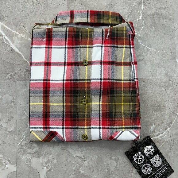 Dixxon Flannel Shirt Mens XL Borland Long Sleeve Plaid Red White Yellow - Picture 5 of 6